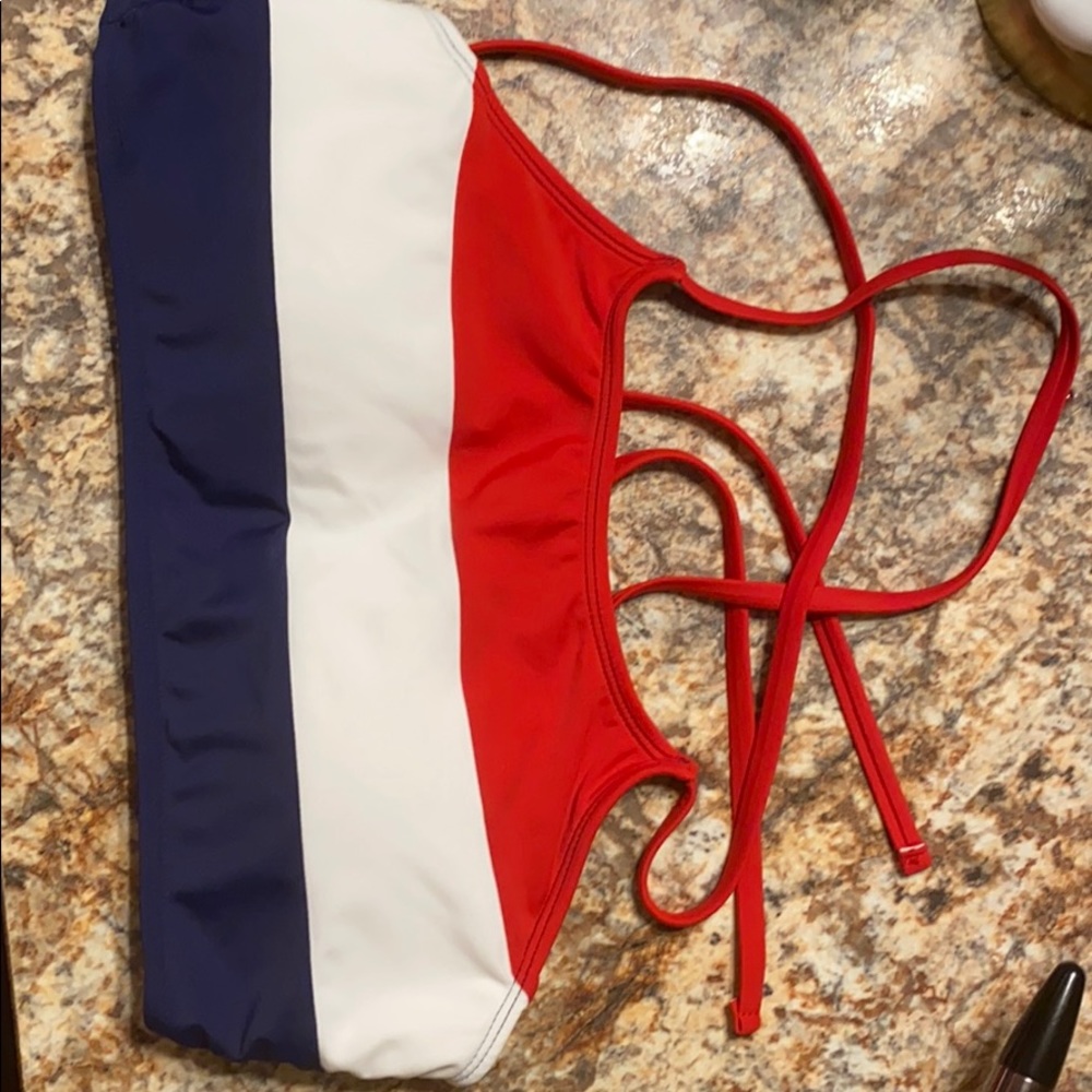 Red, White, and Blue swim top